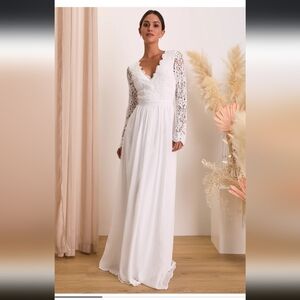 Lulus Awaken My Love White Long Sleeve Maxi Dress